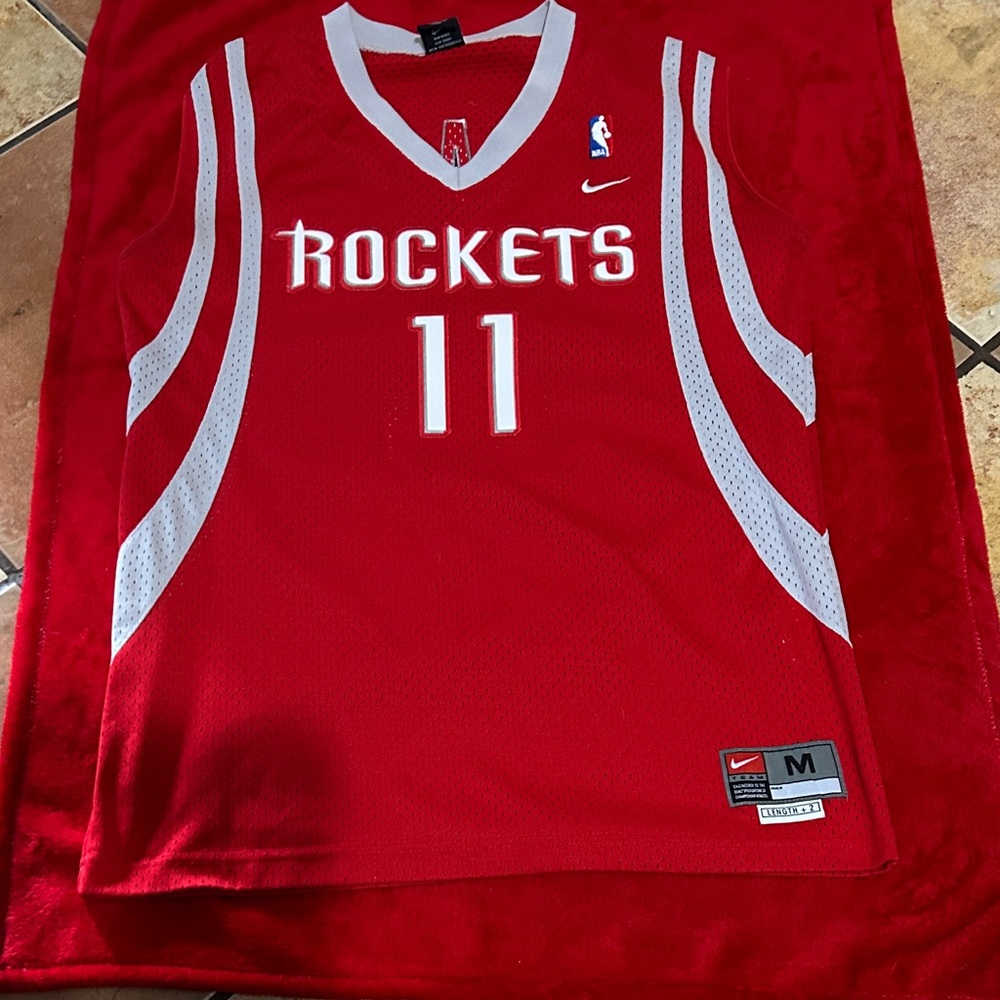 Nike Red and White Rockets Jersey